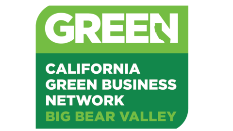 A digital logo for the California Green Business Network in Big Bear Valley.