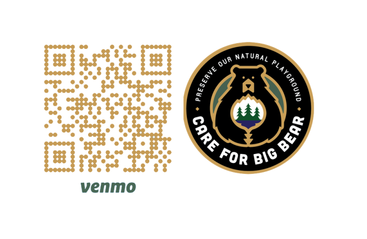 A QR Code for donations to Care for Big Bear - the official Care for Big Bear logo is on the right side of the QR Code.