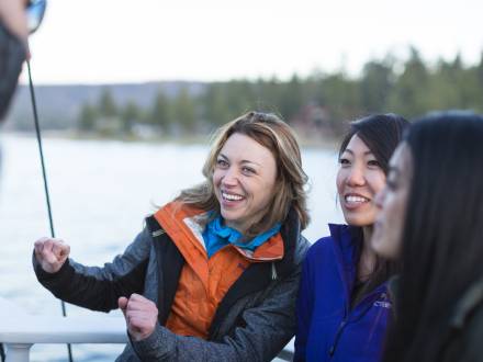 Three women on a lake cruise