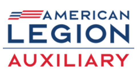 A digital logo for the American Legion Auxiliary - the logo has an American Flag on the top left before the text.