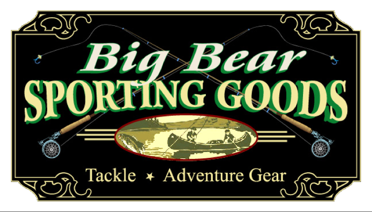 A digital logo for Big Bear Sporting Goods, their logo advertising both tackle and adventure gear.