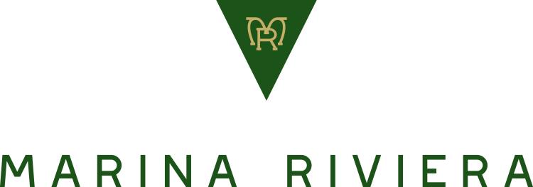 A digital logo for Marina Riviera in Big Bear Lake, California. The logo has a triangle with the letters "M" and "R" combined