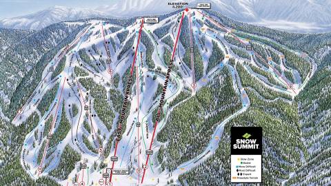 Snow Summit Ski Resort map of winter trails