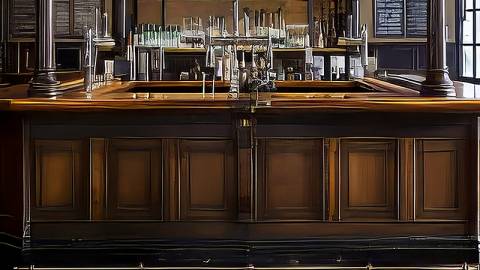 A photo of a wooden bar with a beverage tap at Sunnybrook Estate's Grand Room.