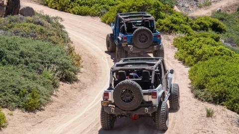 Two Jeeps ascend a Big Bear fire road