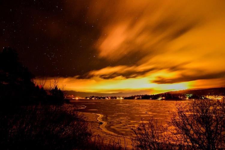 The nighttime sky in Big Bear Lake, CA
