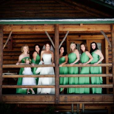 A bride and her wedding party in Big Bear