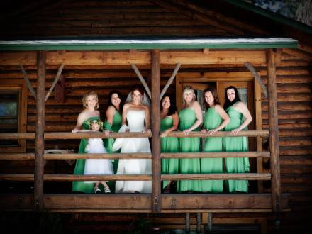 A bride and her wedding party in Big Bear