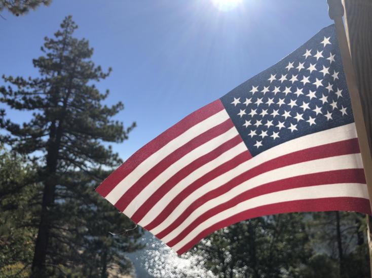 American flag waves in the Big Bear breeze