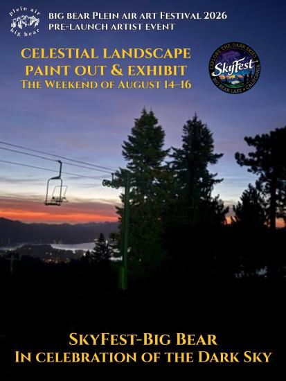 A digital flyer for the Celestial Landscape Paint Out & Exhibit happening the weekend of August 14th - 16th, 2026.