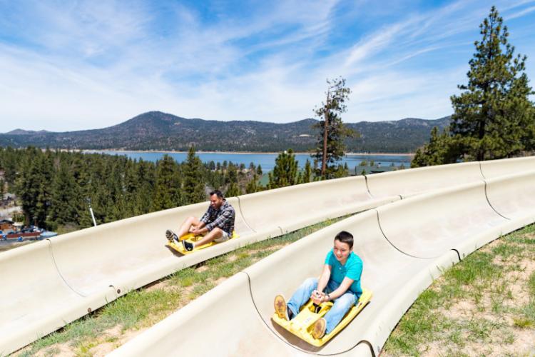 Father and son at Alpine Slide in Big Bear