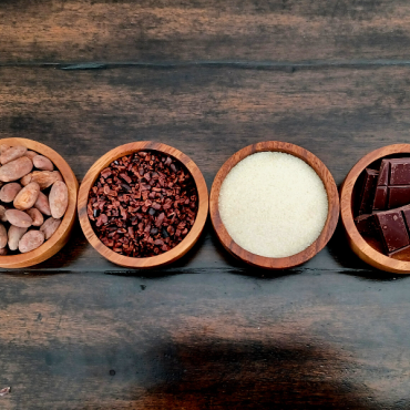 A photo of the ingredients used to make chocolate with Ardent Oso's Chocolate Making Experience.