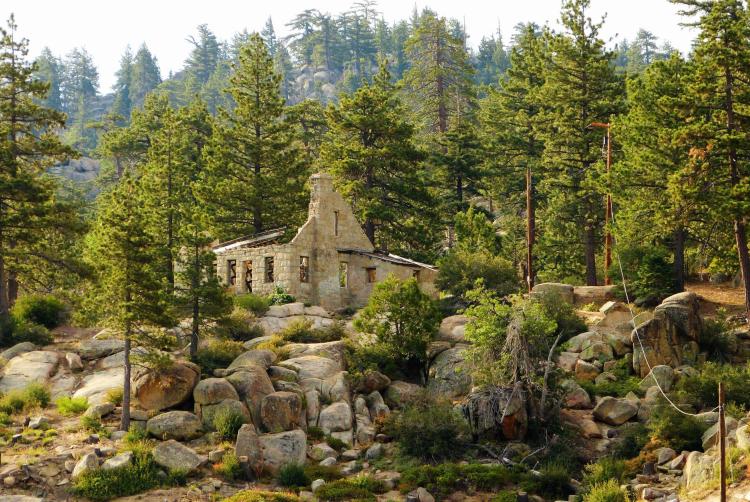 Stone remnants of the Dam Keeper's House at Big Bear Lake