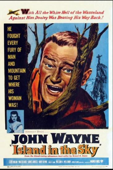 A digital flyer for the film titled "Island In The Sky" starring John Wayne.