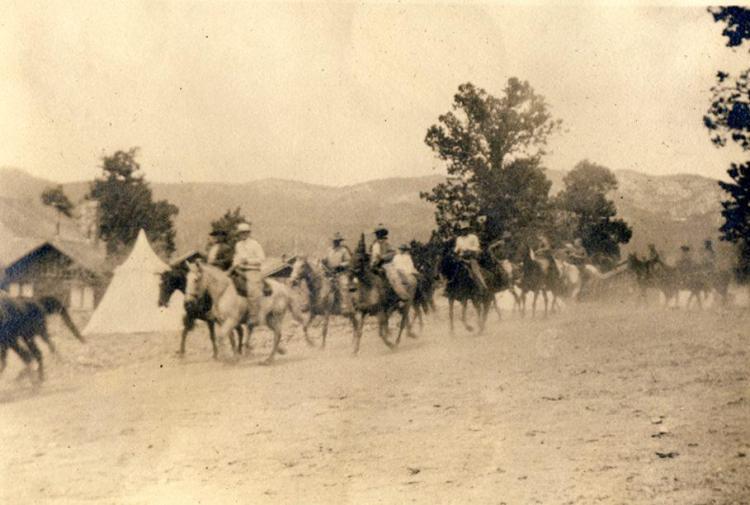 Big Bear's Indigenous people riding on horses through the Valley.